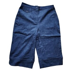 Susan Graver Chambray Bermuda Shorts Soft Knit Stretch Lightweight  XS